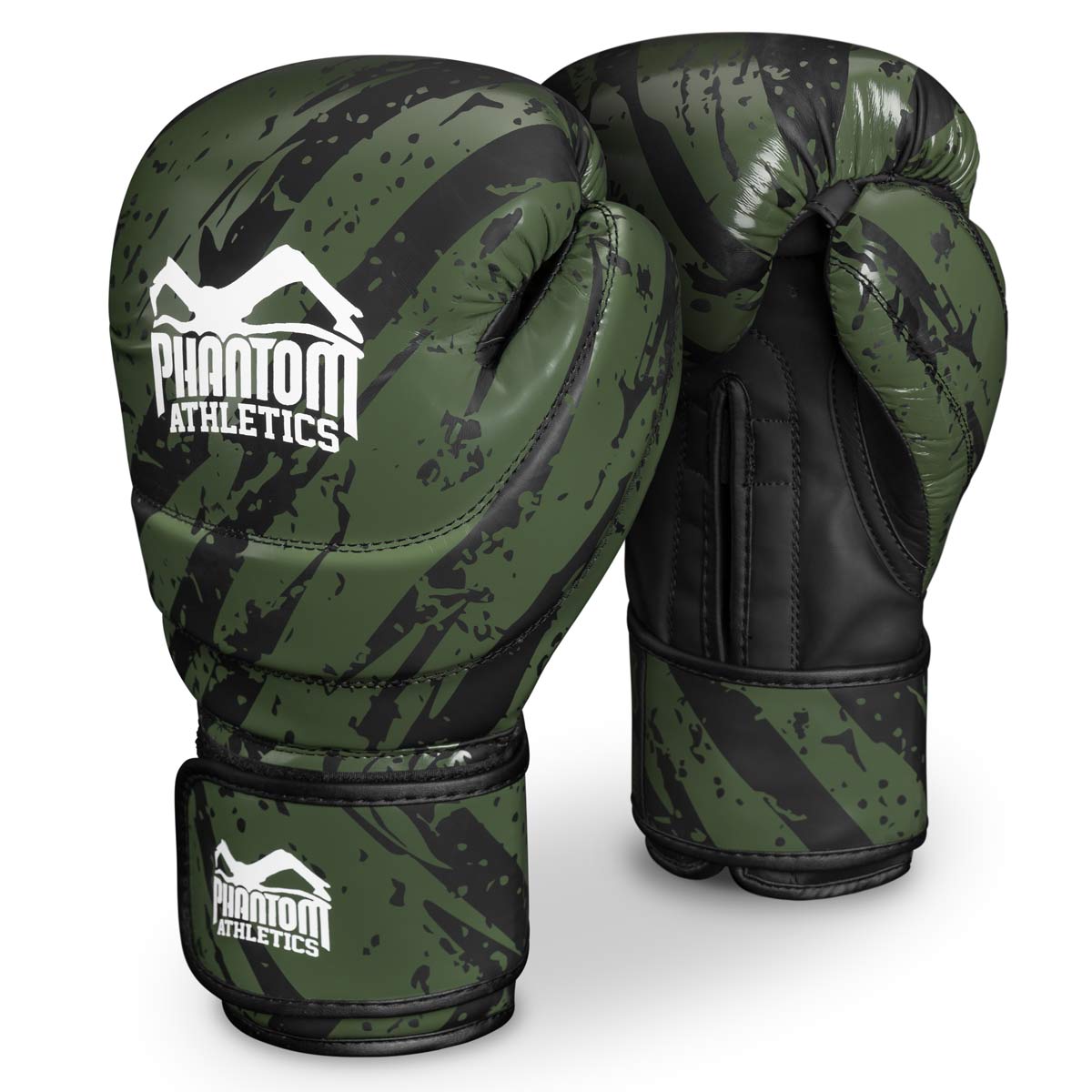 Phantom CAMO TIGER Boxhandschuhe im neuen grün/schwarzen Look. Höchste Qualität für Kampfsporttraining und Wettkampf. Egal ob MMA, Boxen, Kickboxen oder Muay Thai. 