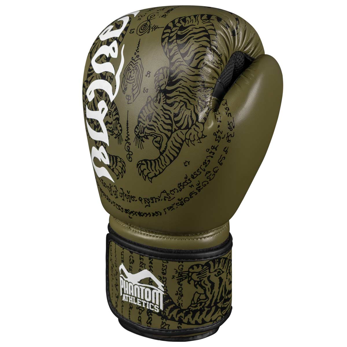 Phantom Muay Thai Boxhandschuh Links in Army Grün.