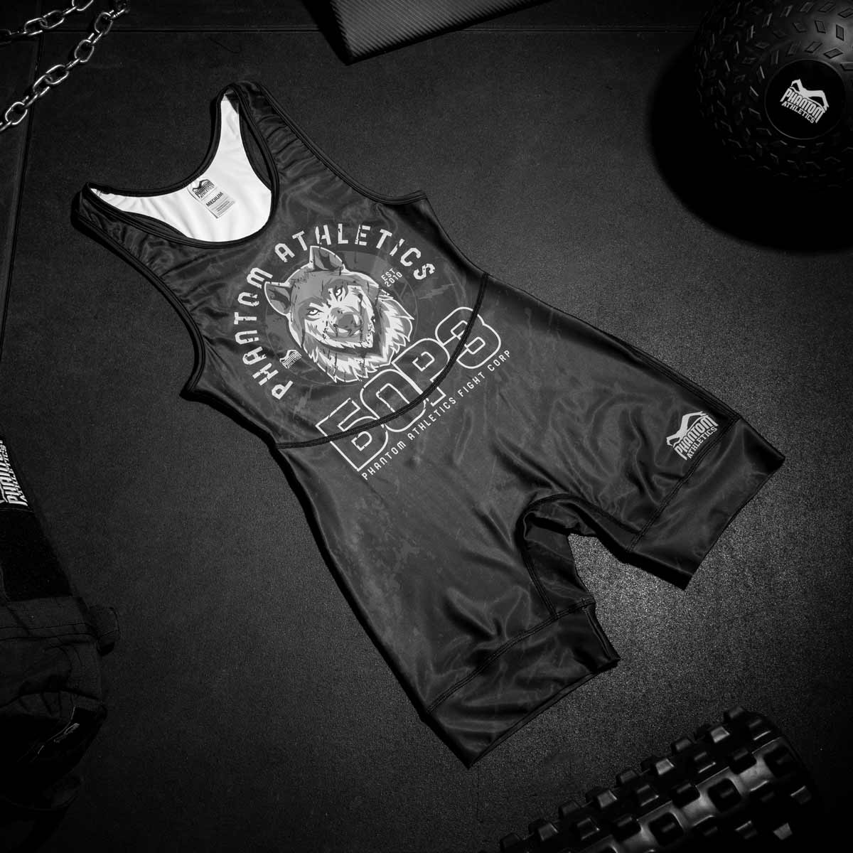 Phantom BORZ БОРЗ Ringertrikot. Das ideale Wrestling Singlet für Training und Wettkampf. Im Tschetschenien Wolf Design mit russischem WOLF Schriftzug. Perfekt für deinen Ringsport. 