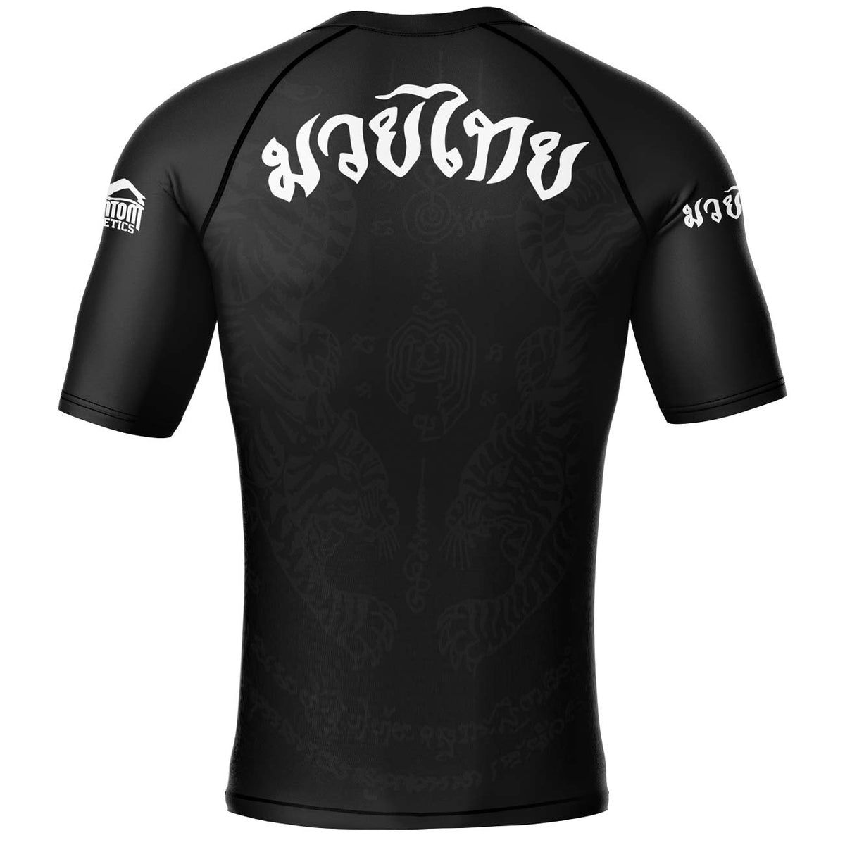 Phantom Rashguard für Muay Thai Training. Im traditionellen SAK YANT Design und großem Muay Thai Schriftzug auf dem Rücken. Perfekt für deinen Kampfsport. 