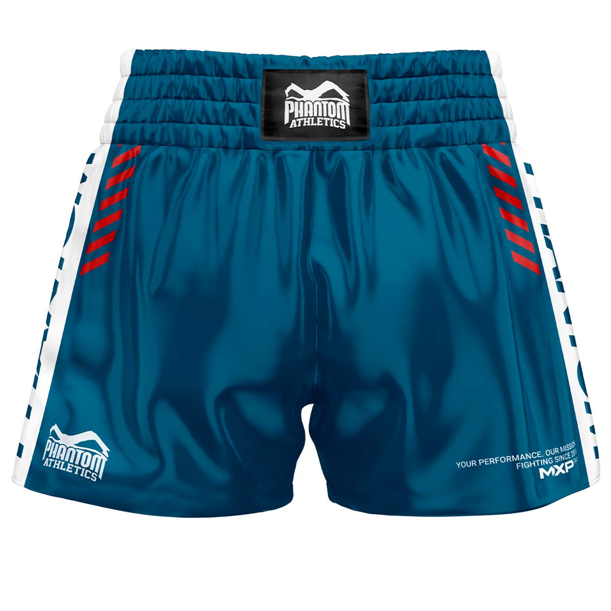 Phantom Muay Thai Shorts in schwarz für Training und Wettkampf. Höchste Qualität und traditionelle Ausführung in Satin für dein Thaiboxen.