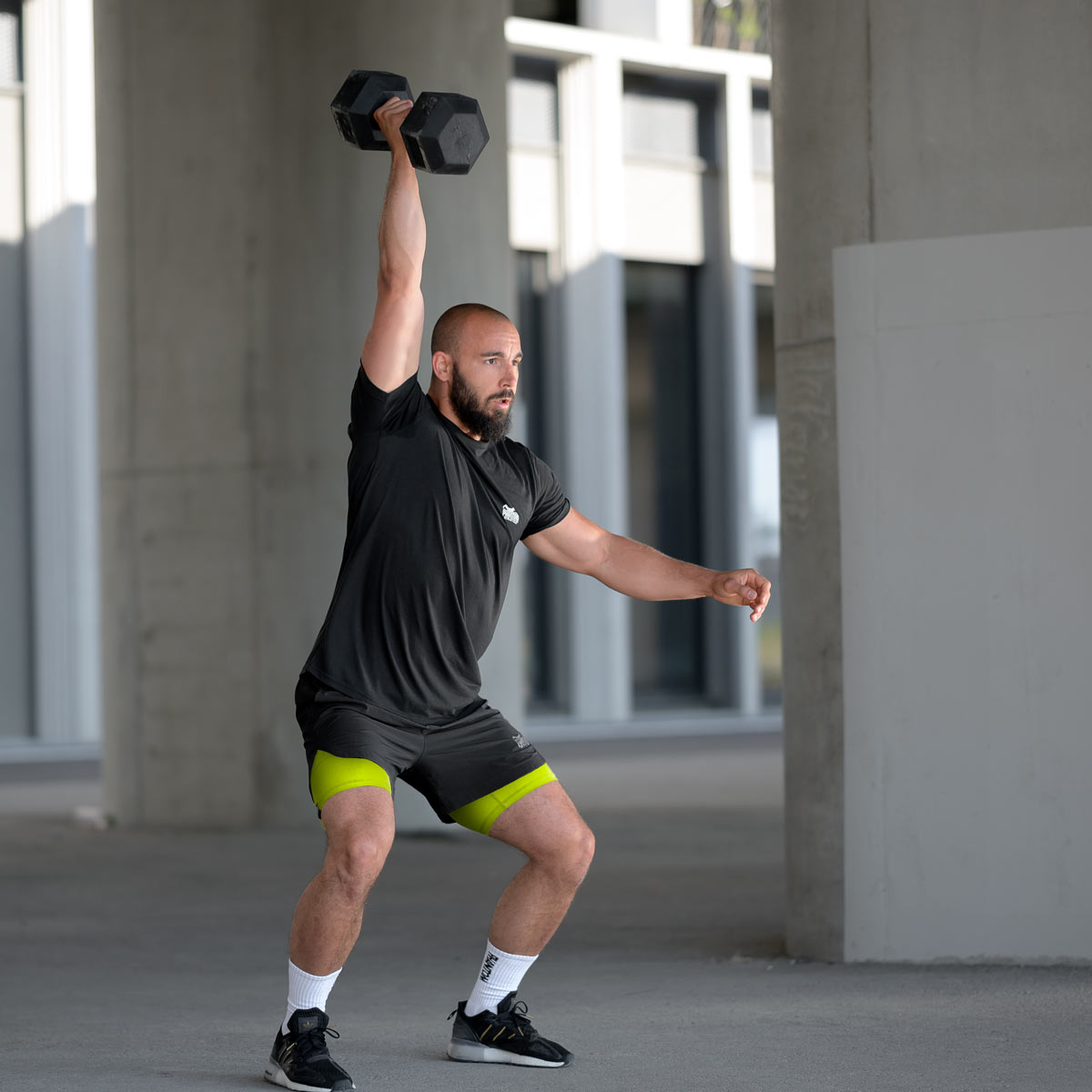 Fitnesz rövidnadrág Laser 2in1 - Fekete/Neon