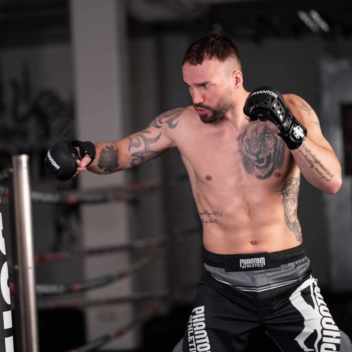 Muay Thai Profi beim Training mit den Phantom APEX Sparringshandschuhen