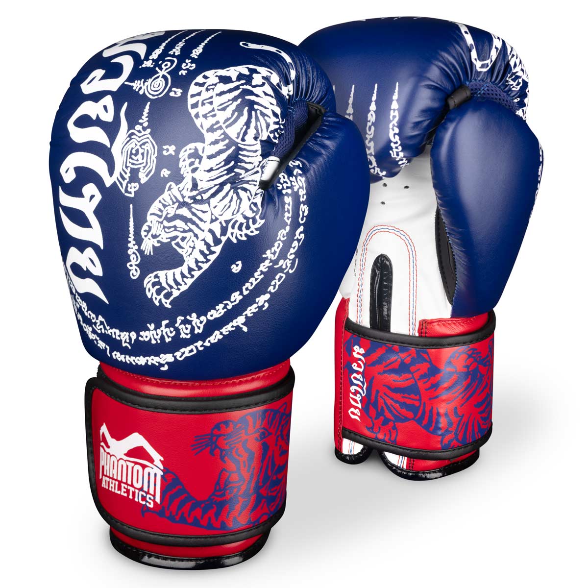 Phantom Muay Thai Boxhandschuhe mit thailändischem Print in Blau/Rot/Weiss