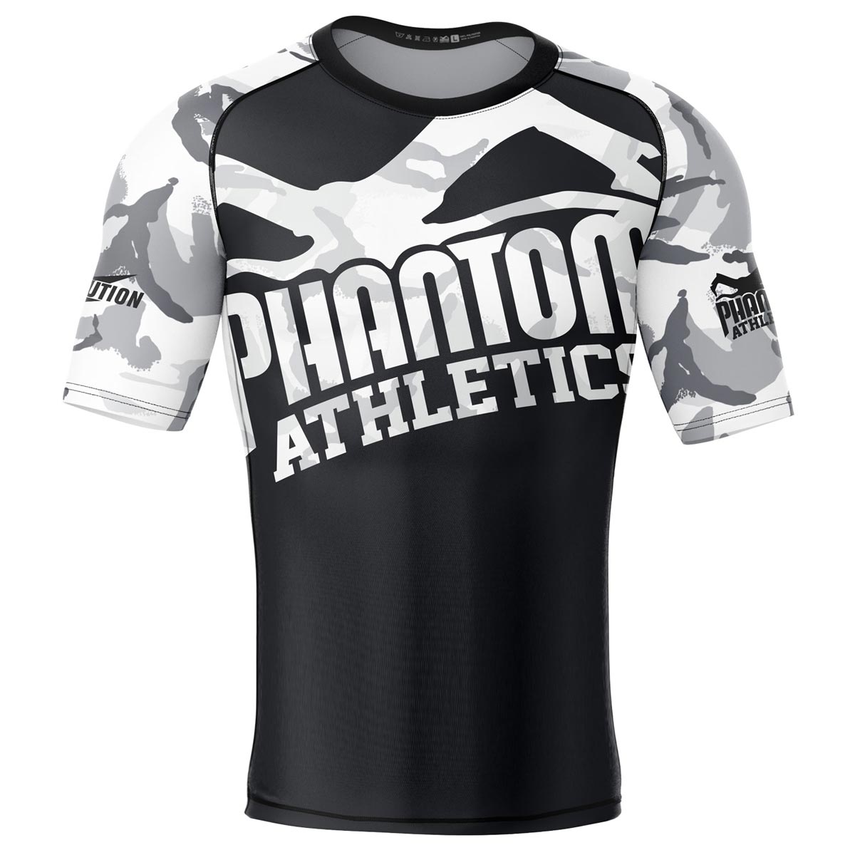 Phantom MMA Rashguard für deinen Kampfsport. Hoch qualitatives Rashguard für MMA, BJJ, Grappling, Ringen oder Muay Thai. Im Winter Camo / Urban Look.