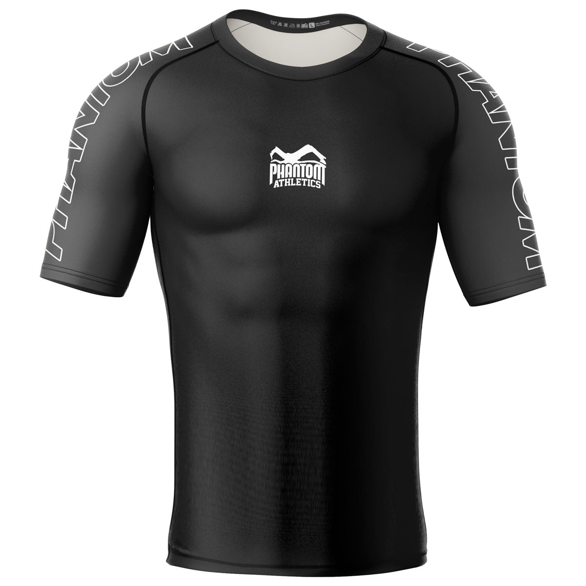 Phantom Ranked No-Gi Rashguard nach IBJJF Richtlinien in Schwarz. Ideal für BJJ und Jiu Jitsu Training und Wettkampf.