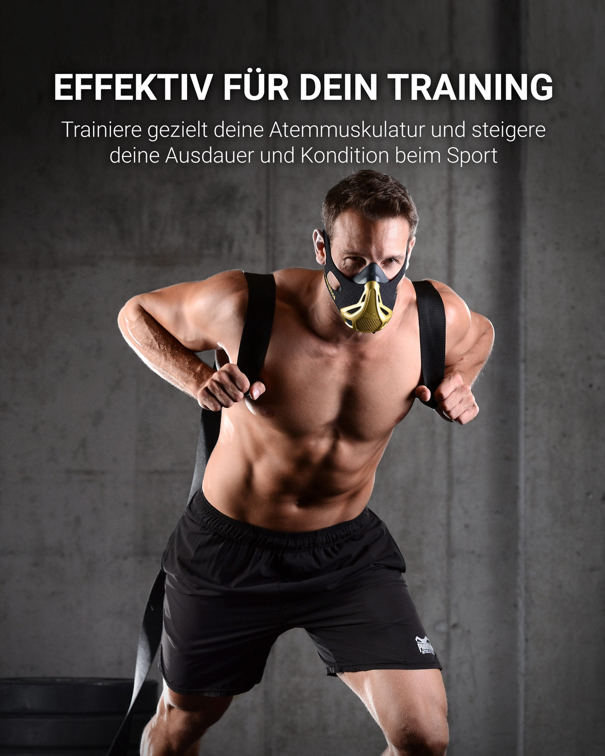 Die Phantom Trainingsmaske trainiert deine Atemmuskulatur und bietet dir somit ein funktionales Training um deine Fitness aufs nächste Level zu heben. Jetzt in limitierter Gold Edition.